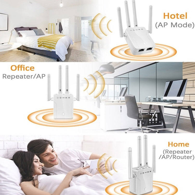 M-95B 300M Repeater WiFi Booster Wireless Signal Expansion Amplifier(Black - UK Plug)