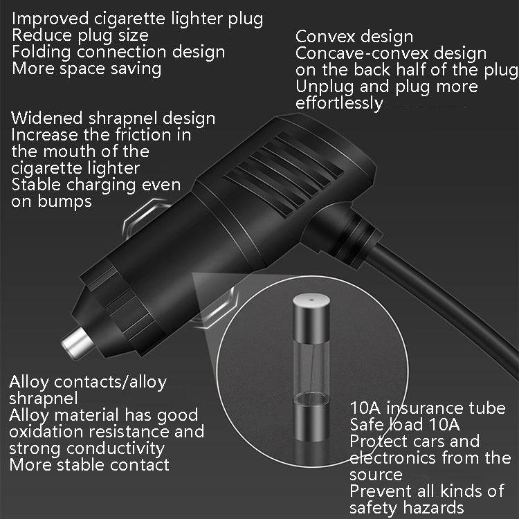 Car Charger Cigarette Lighter 1 In 3 Mobile Phone USB Car Charger(Black)