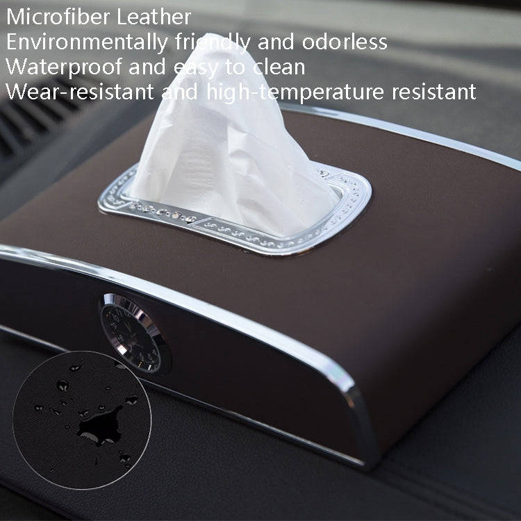 Car Clock Tissue Box Multi-Function Vehicle Instrument Table Paper Towel Box, Style: Clock+Parkin...