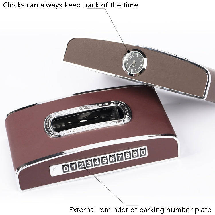 Car Clock Tissue Box Multi-Function Vehicle Instrument Table Paper Towel Box, Style: Clock+Parkin...