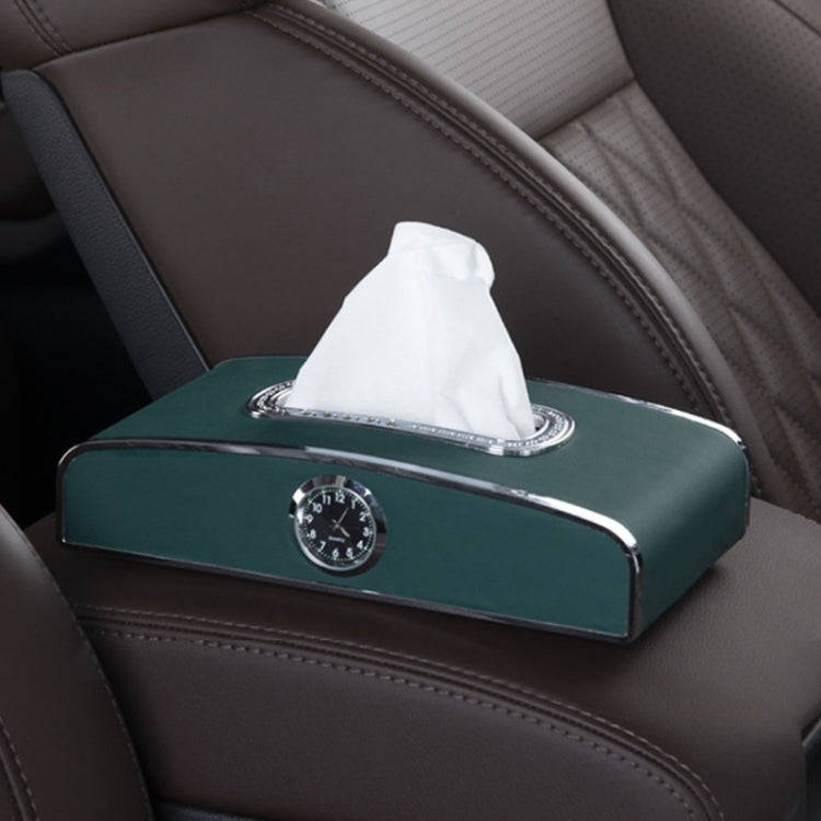 Car Clock Tissue Box Multi-Function Vehicle Instrument Table Paper Towel Box, Style: With Clock (...