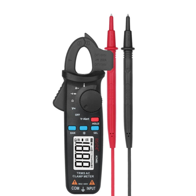 BSIDE ACM81 Digital Clamp Meter Auto-Rang 1mA Accuracy 200A Current DC AC Multimeter(Black)