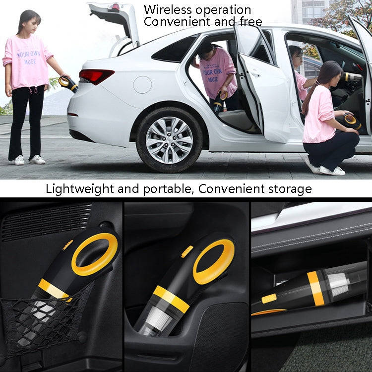 Car Vacuum Cleaner Wireless USB Charging High Power Small Handheld Vacuum Cleaner(Black Yellow)