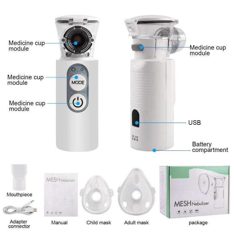 YMK-R7  Ultrasonic Wave Handheld Nebulizer Portable Child Adult Compressed Nebulizer, Style: Dry ...