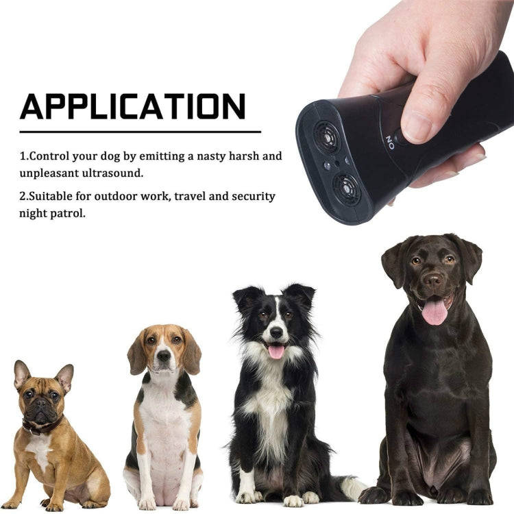 LED Flashlight Ultrasonic Dog Repeller Portable Dog Trainer, Colour: Single-headed Black(Colorful...
