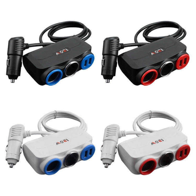 Car Cigarette Lighter Multi-Function Mobile Phone Charging USB Car Charge 12/24V Adapter Plug(Bla...