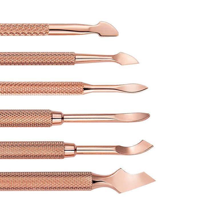 3 PCS Stainless Steel Rose Gold Double-Headed Steel Push Dead Skin Scissors Nail Set,Style: 01 Bi...