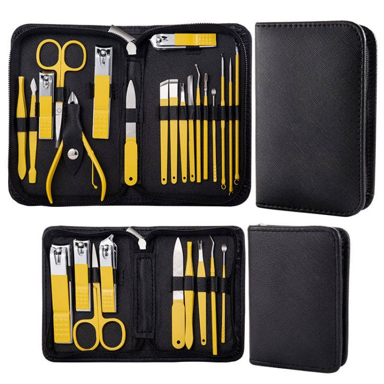 9 In 1 Nail Clipper Set Manicure Set Stainless Steel Nail Clipper Manicure Tool(Yellow)