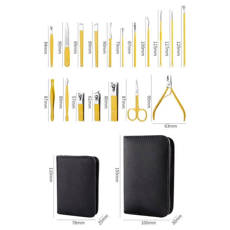 9 In 1 Nail Clipper Set Manicure Set Stainless Steel Nail Clipper Manicure Tool(Yellow)