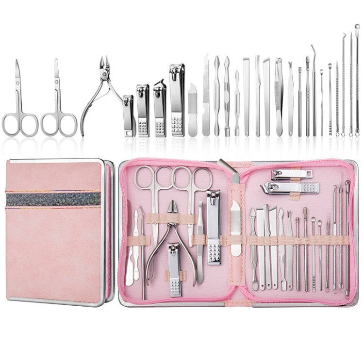 26 In 1  Pink  Nail Clipper Set Manicure Set Stainless Steel Nail Clipper Manicure Tool