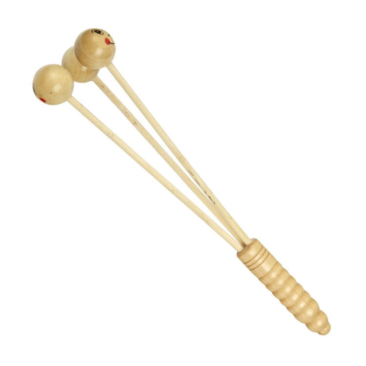 Wooden Smiling Face Knock Back Hammer Multifunctional Health Massage Hammer(Three Treasures Hammer)
