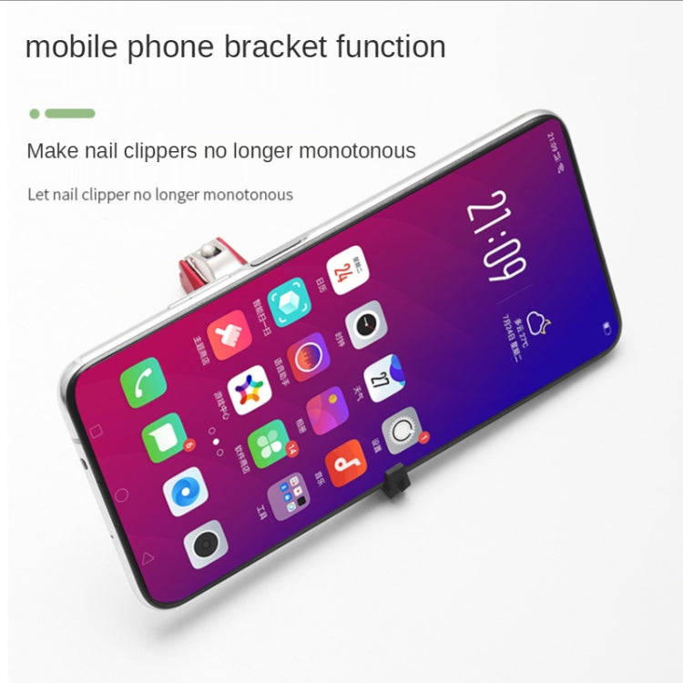 Anti-splash Nail Clippers Multifunctional Mobile Phone Holder Nail Clippers,Style: Red +Iron Box