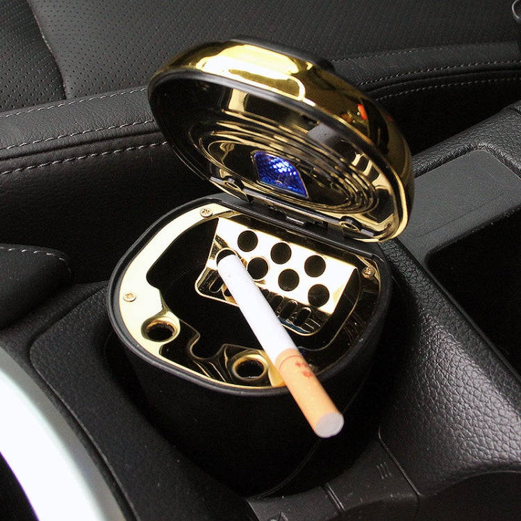 N09C Car Ashtray With Lamp And Cover Car Ashtray(Gold)