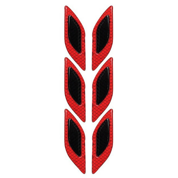 2 Sets Carbon Fiber Warning Sticker Car Anti-Collision Strip Leaf Plate Reflective Sticker Hood L...