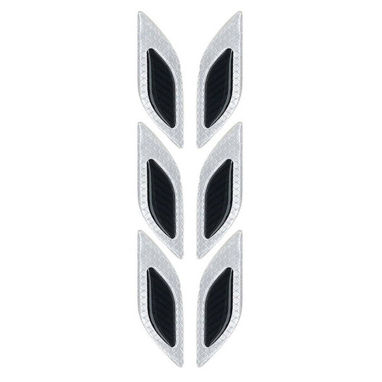 2 Sets Carbon Fiber Warning Sticker Car Anti-Collision Strip Leaf Plate Reflective Sticker Hood L...