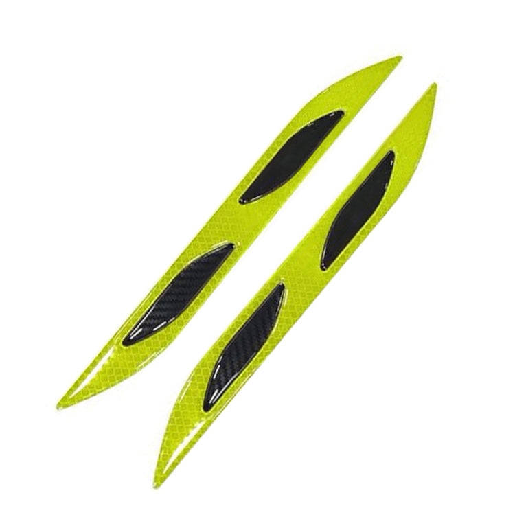 2 Sets Carbon Fiber Warning Sticker Car Anti-Collision Strip Leaf Plate Reflective Sticker Hood L...