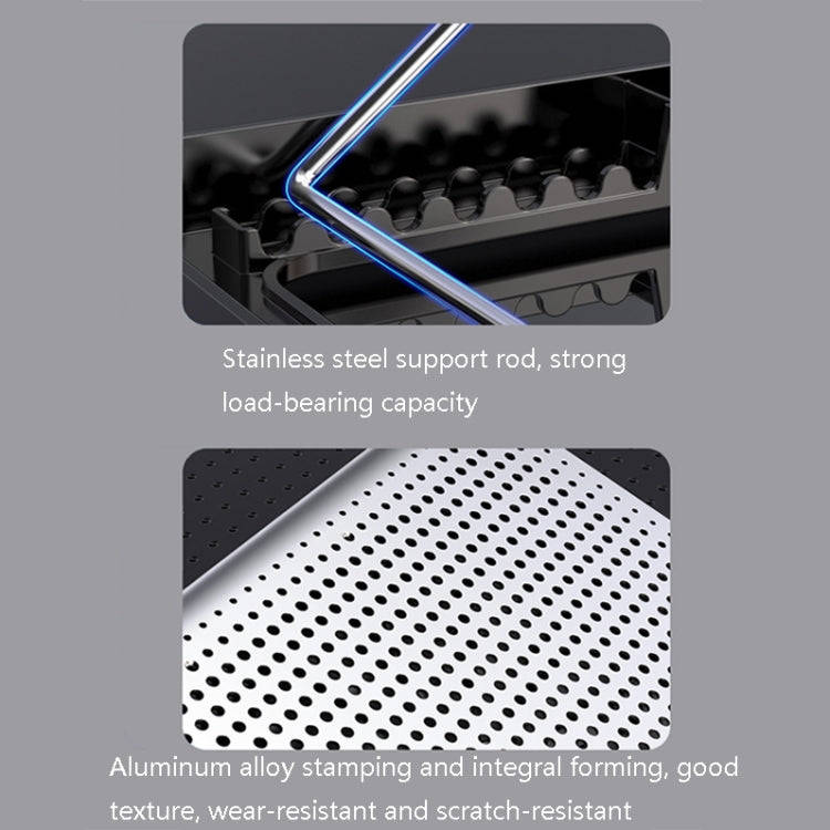 ICE COOREL Laptop Aluminum Alloy Radiator Fan Silent Notebook Cooling Bracket, Colour: Space Silver