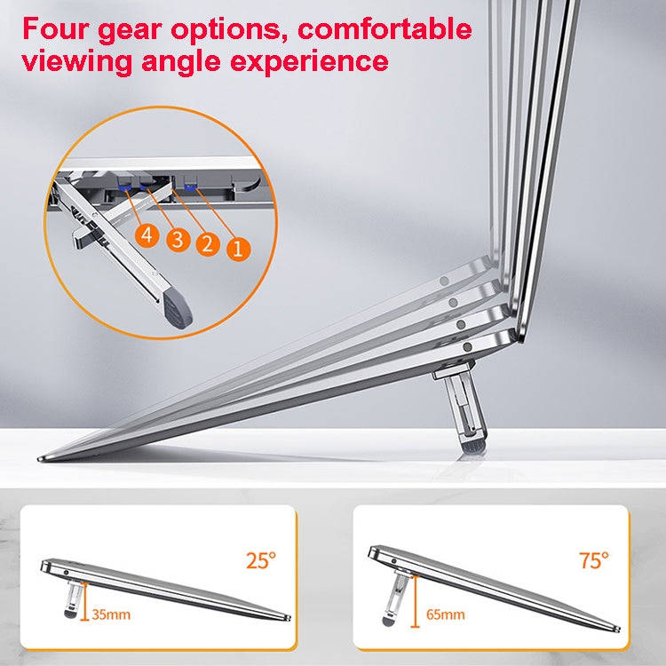Oatsbasf K01 Adjustable Desktop Heightening Base Aluminum Alloy Radiator Folding Laptop Stand(Gray)