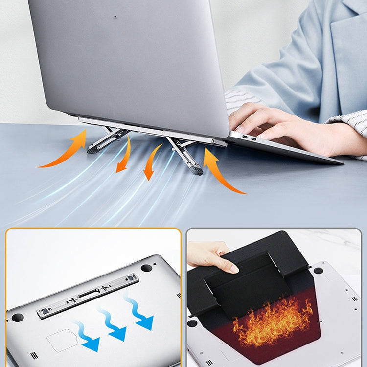 Oatsbasf K01 Adjustable Desktop Heightening Base Aluminum Alloy Radiator Folding Laptop Stand(Sil...