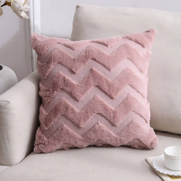 Double-Sided Plush Pillow Home Sofa Cushion Pillowcase, Size: 45x45cm Without Core(Pink Big Waves)