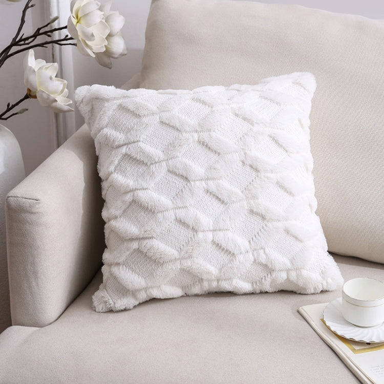 Double-Sided Plush Pillow Home Sofa Cushion Pillowcase, Size: 45x45cm Without Core(White Riling)
