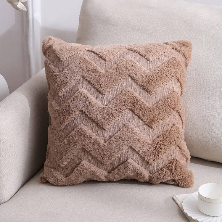 Double-Sided Plush Pillow Home Sofa Cushion Pillowcase, Size: 45x45cm Pillowcase + Core(Brown Big...