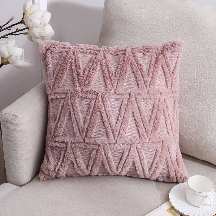 Double-Sided Plush Pillow Home Sofa Cushion Pillowcase, Size: 45x45cm Pillowcase + Core(Pink Tria...