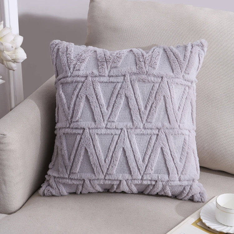 Double-Sided Plush Pillow Home Sofa Cushion Pillowcase, Size: 45x45cm Pillowcase + Core(Gray Tria...