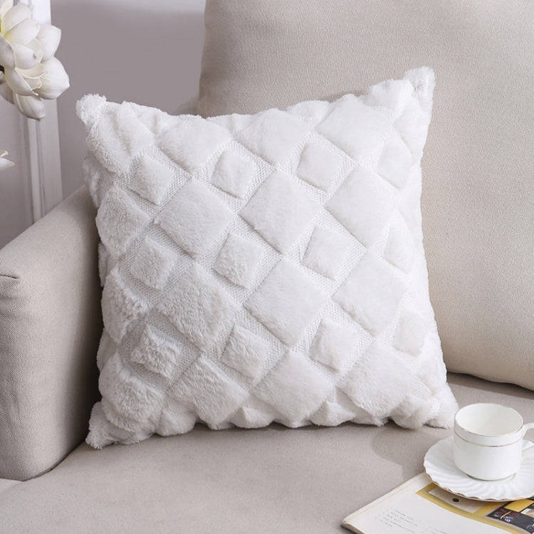 Double-Sided Plush Pillow Home Sofa Cushion Pillowcase, Size: 45x45cm Pillowcase + Core(White Squ...