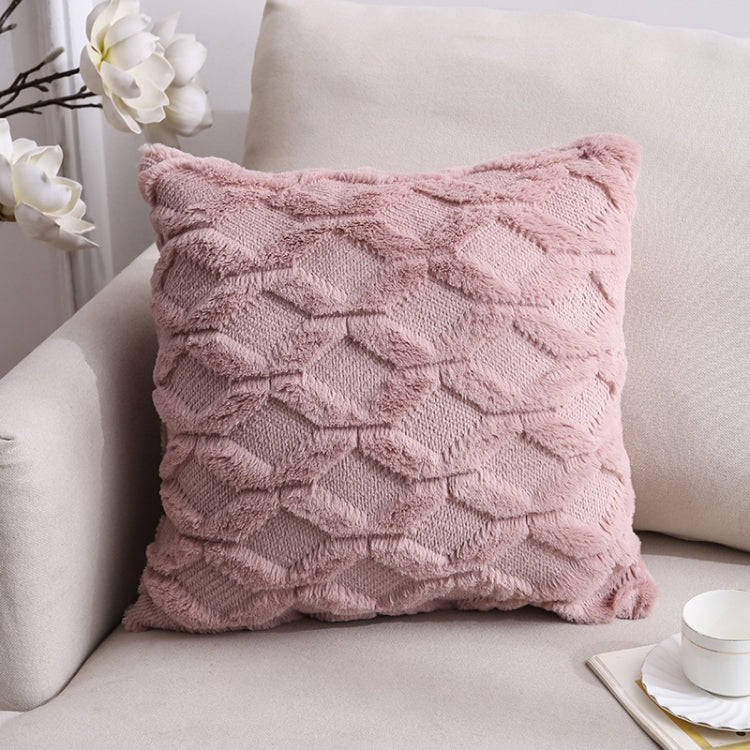 Double-Sided Plush Pillow Home Sofa Cushion Pillowcase, Size: 45x45cm Pillowcase + Core(Pink Riling)