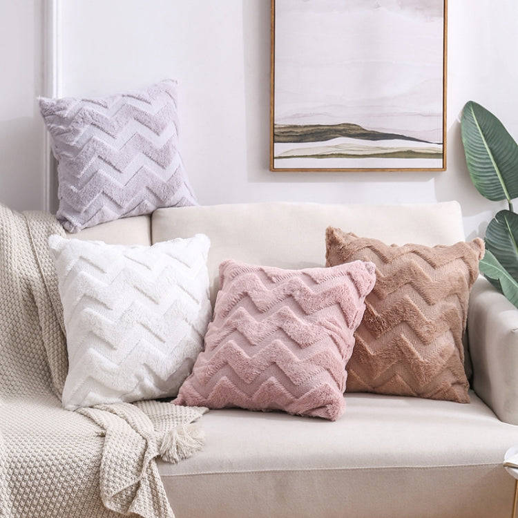 Double-Sided Plush Pillow Home Sofa Cushion Pillowcase, Size: 45x45cm Pillowcase + Core(Pink Tria...