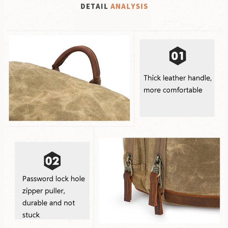 K001-D Leisure Shoulder Camera Bag Waterproof Retro Canvas Camera Storage Backpack(Khaki)