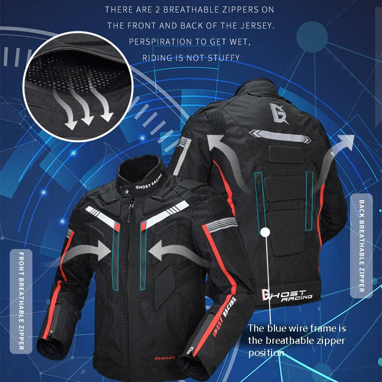 GHOST RACING GR-Y07 Motorcycle Cycling Jacket Four Seasons Locomotive Racing Anti-Fall Cloth, Siz...