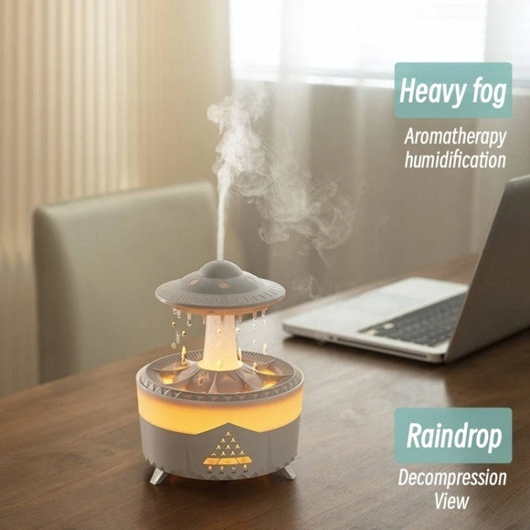 UFO Water Drop Aromatherapy Humidifier Desktop Remote Control Diffuser, Plug: AU Plug(Wood Grain)
