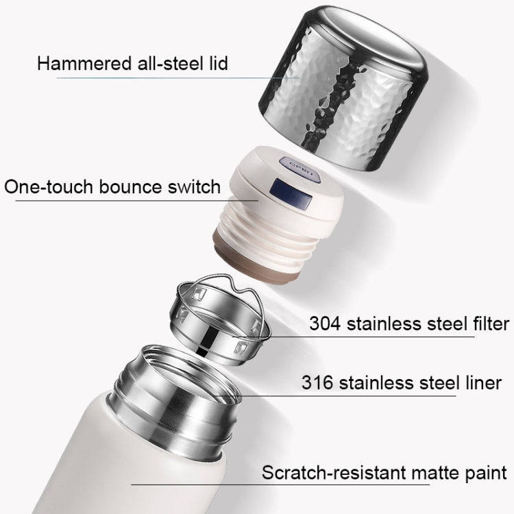 316 Stainless Steel Hammered Lid Thermos Coffee Cup with Tea Filter, Size: 430ml(Purple)