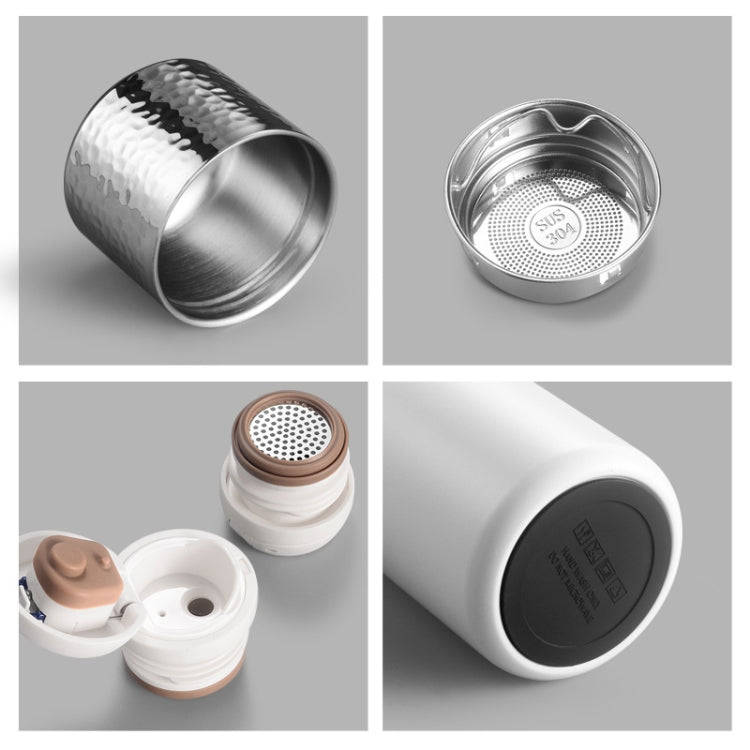316 Stainless Steel Hammered Lid Thermos Coffee Cup with Tea Filter, Size: 430ml(Purple)
