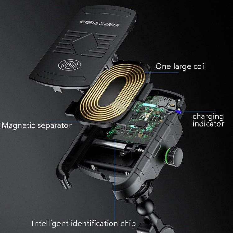 M9 Motorcycle Wireless Charging Mobile Phone Bracket 15W Fast Charging Mobile Phone Navigation Br...
