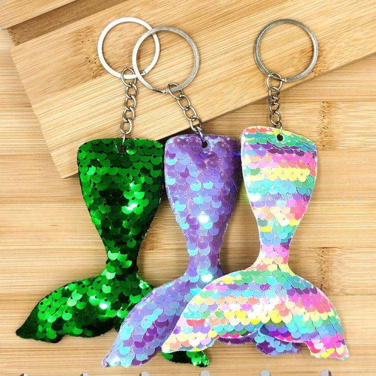 10 PCS Reflective Mermaid Keychain Sequins Mermaid Tail Accessories Car Luggage Pendant(Red 17)