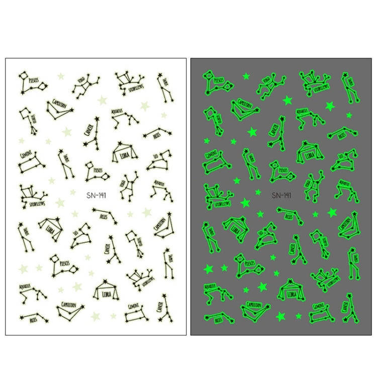 10 PCS Waterproof Sweat Proof Environmental Luminous DIY Nail Stickers(SN-141)