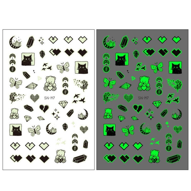 10 PCS Waterproof Sweat Proof Environmental Luminous DIY Nail Stickers(SN-147)