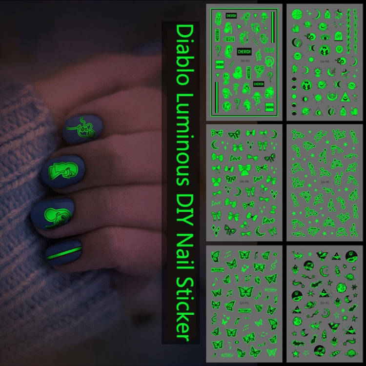 10 PCS Waterproof Sweat Proof Environmental Luminous DIY Nail Stickers(SN-147)