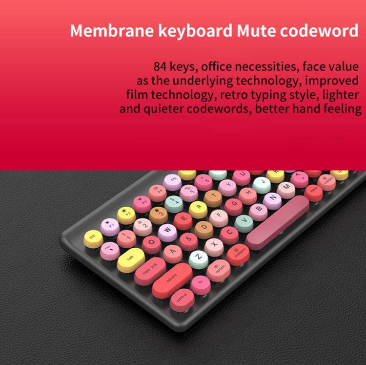 FV-W10  86-Keys 2.4G Wireless Keyboard and Mouse Set(Retro Lipstick)