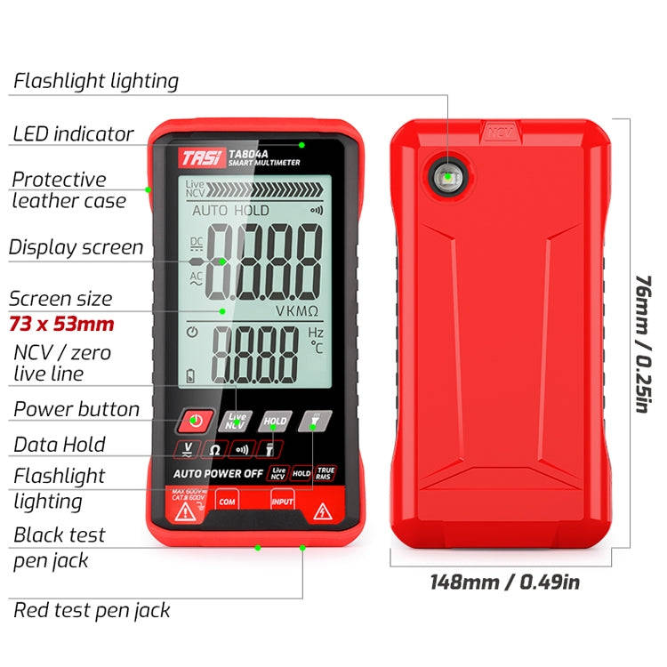 TASI TA804A Auto Digital Intelligent Multimeter OHM NCV Voltage Meter