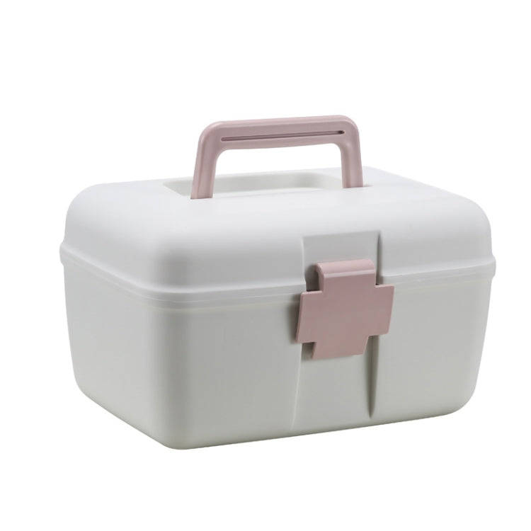 Household Sealed And Divided Double-Layer Portable Medicine Box(Pink)