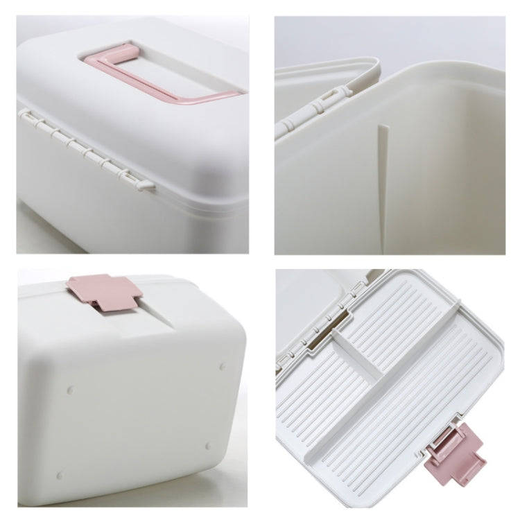 Household Sealed And Divided Double-Layer Portable Medicine Box(Pink)
