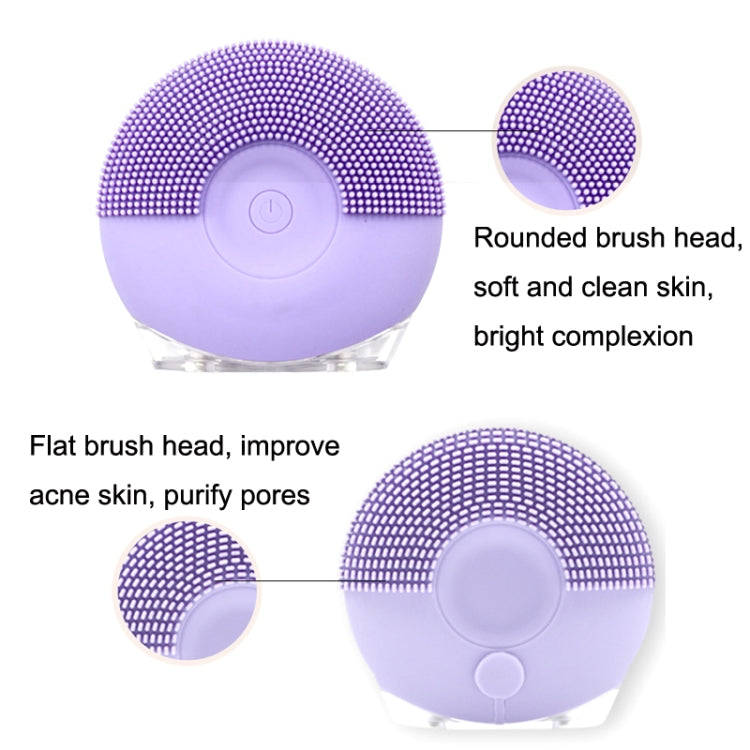 Silicone Sound Wave Vibration Massage Pore Cleaning Beauty Brush, Colour: Light Purple