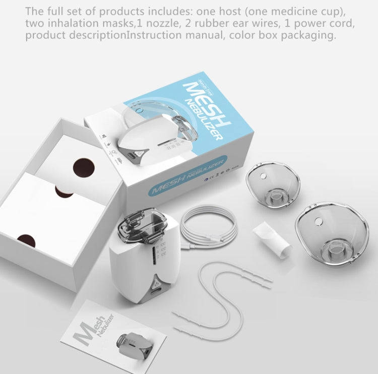 Hands-free Wearable Micro-mesh Nebulizer for Adults and Children ,Style: With EU Plug(Blue White)