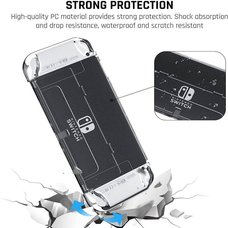 Game Console Crystal Shell Remote Sensing Cap Tempered Film Storage Bag Set For Switch OLED Conso...