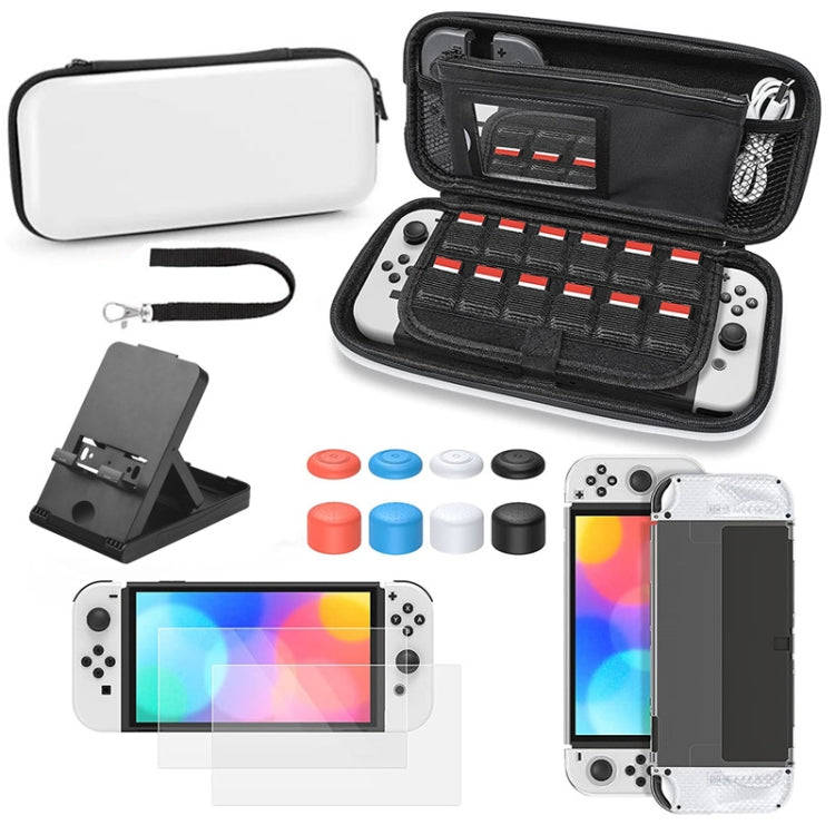 Game Console Crystal Shell Remote Sensing Cap Tempered Film Storage Bag Set For Switch OLED Conso...