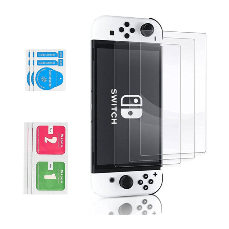 Game Console Crystal Shell Remote Sensing Cap Tempered Film Storage Bag Set For Switch OLED Conso...
